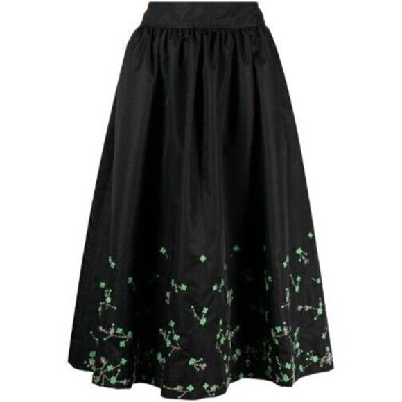 Ganni A Line Midi Skirt Womens 32 (X-small) Black Embellished $495 Retail B77 - Picture 2 of 11